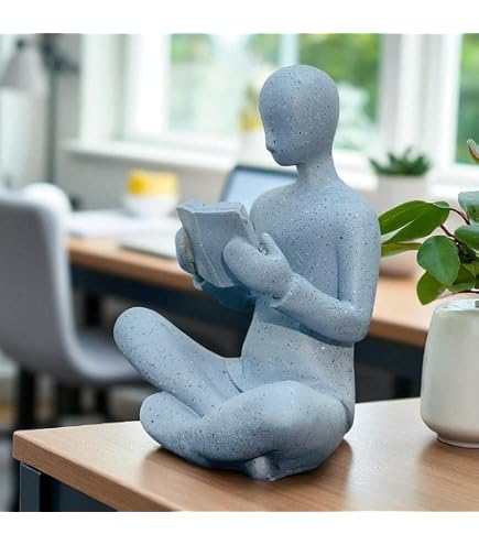Buy Abstract Figure Sculpture Reading Book, White, Resin